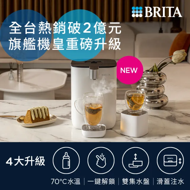 【BRITA】官方直營Cube瞬熱溫控滅菌開飲機 白色+MXPRO去水垢濾芯(共1機7芯)