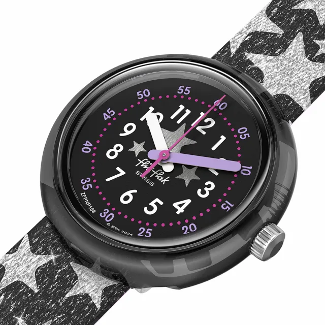 【Flik Flak】兒童手錶 STARRY NIGHT / TEXTILE STRAP 兒童禮物/安全防水/瑞士製造 FPNP168(31.85mm)