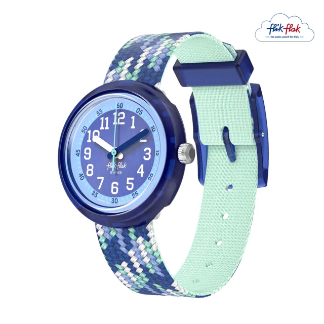 【Flik Flak】兒童手錶 BRAID IN BLUE / TEXTILE STRAP 兒童禮物/安全防水/瑞士製造 FPNP169(31.85mm)