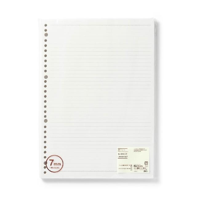【MUJI 無印良品】植林木不易透色活頁紙/A4.橫線.7mm.100頁