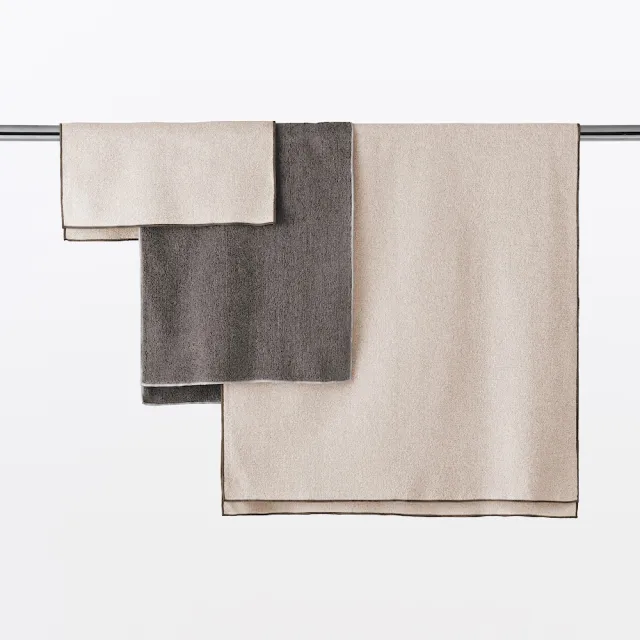 【MUJI 無印良品】彩色布邊小浴巾(象牙白/墨黑色/米色) 成品尺寸:W60×L120 cm