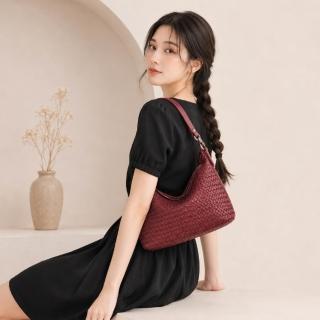 【EMMA SUE】手工包包 法棍包 編織包 斜背包女 單肩包 半月包 包包女 腋下包 肩背包女