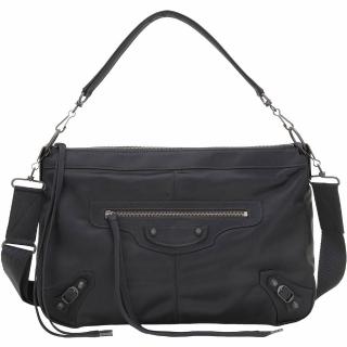 【Balenciaga 巴黎世家】Le City Moto M 尼龍手提/斜背機車包-黑色