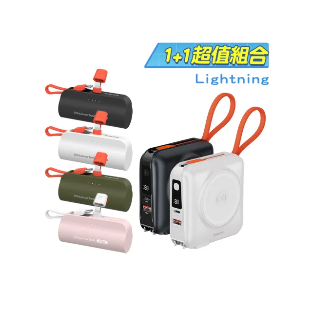 【Philips 飛利浦】DLP4351C 15000mAh FunCube 3.0 45W 多合一螢幕顯示行動電源(TypeC_具Wh標示)