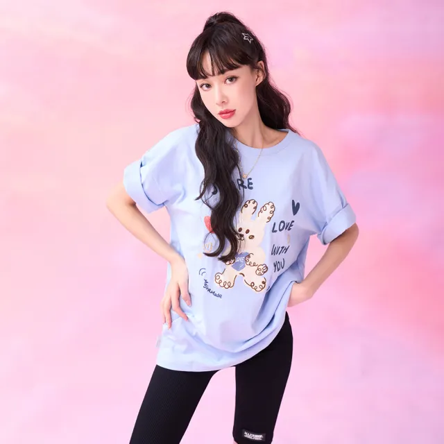 【MAJOR MADE】手繪兔兔印花刺繡T(圖案短T/可愛上衣/短袖)