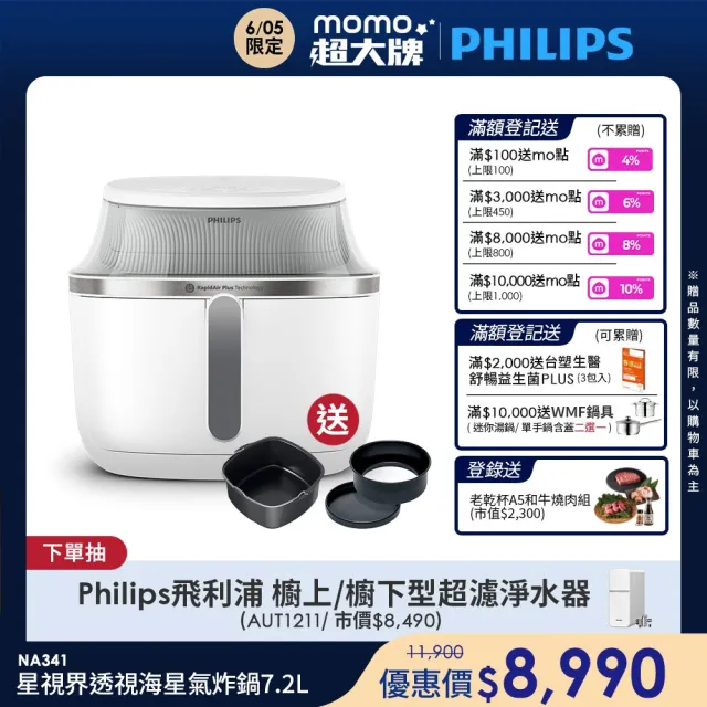 【Philips 飛利浦】星視界透視海星氣炸鍋7.2L_NA341/10