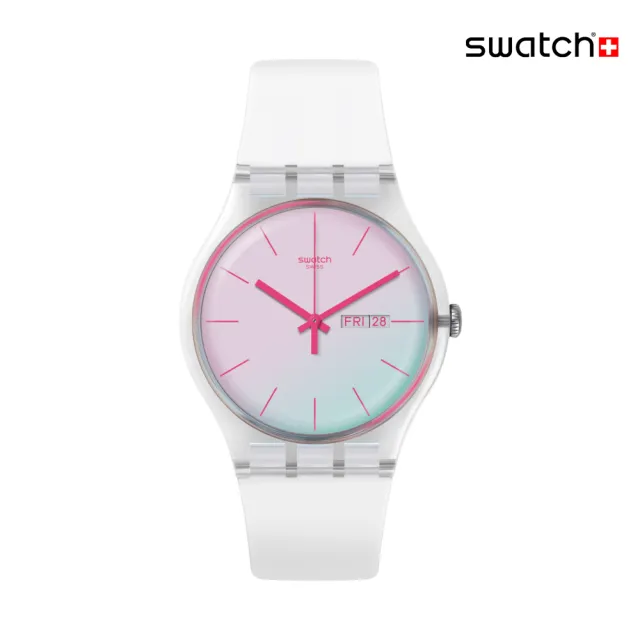 【SWATCH】POLAWHITE 經典手錶/太陽光譜折射錶盤/瑞士製造 SO29K704-S14(41mm)