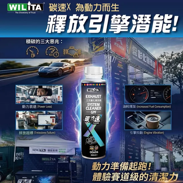 【WILITA 威力特】碳速X 三元催化清洗劑300ml(含氧感知器/觸媒轉換器/積碳清除)最新升級版