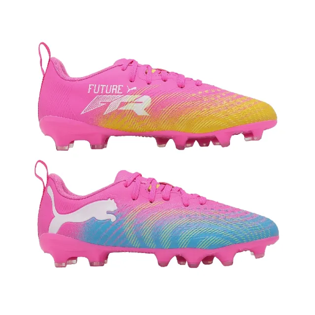 【PUMA】足球釘鞋 Future 9 Play FG/AG Jr 大童 女鞋 粉紅黃 抓地 108723-05