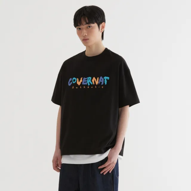 【COVERNAT】官方旗艦館 塗鴉Logo圖案短袖T恤(UNI短袖上衣 白/黑色)