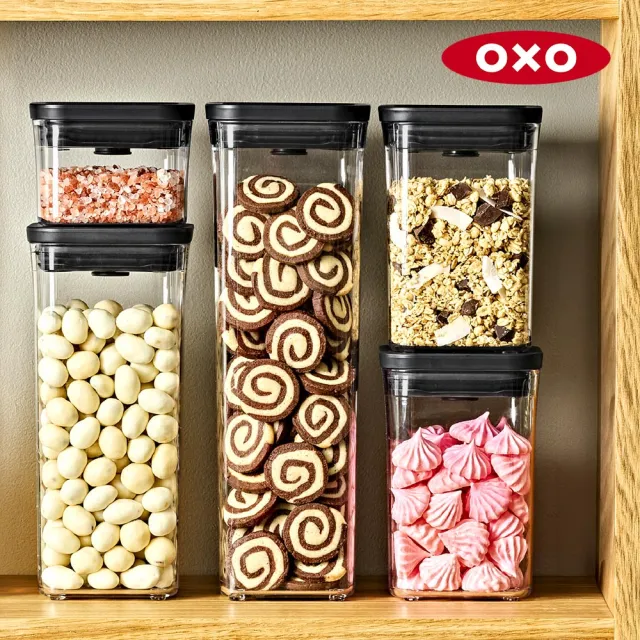 【OXO】POP 大正方按壓保鮮盒-2.6L (經典霧黑)