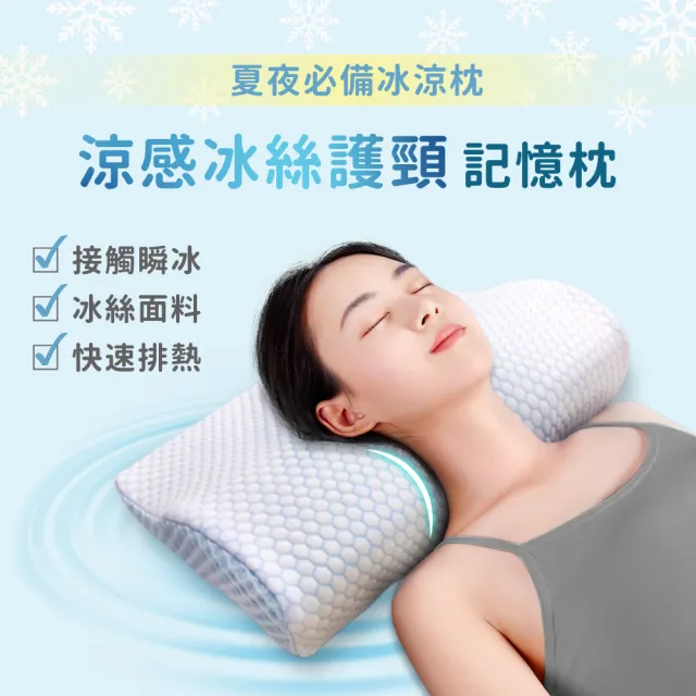 【Beroso 倍麗森】涼感冰絲透氣護頸防鼾記憶枕-涼感(SGS檢驗合格 支撐頸部 護頸枕 記憶枕)