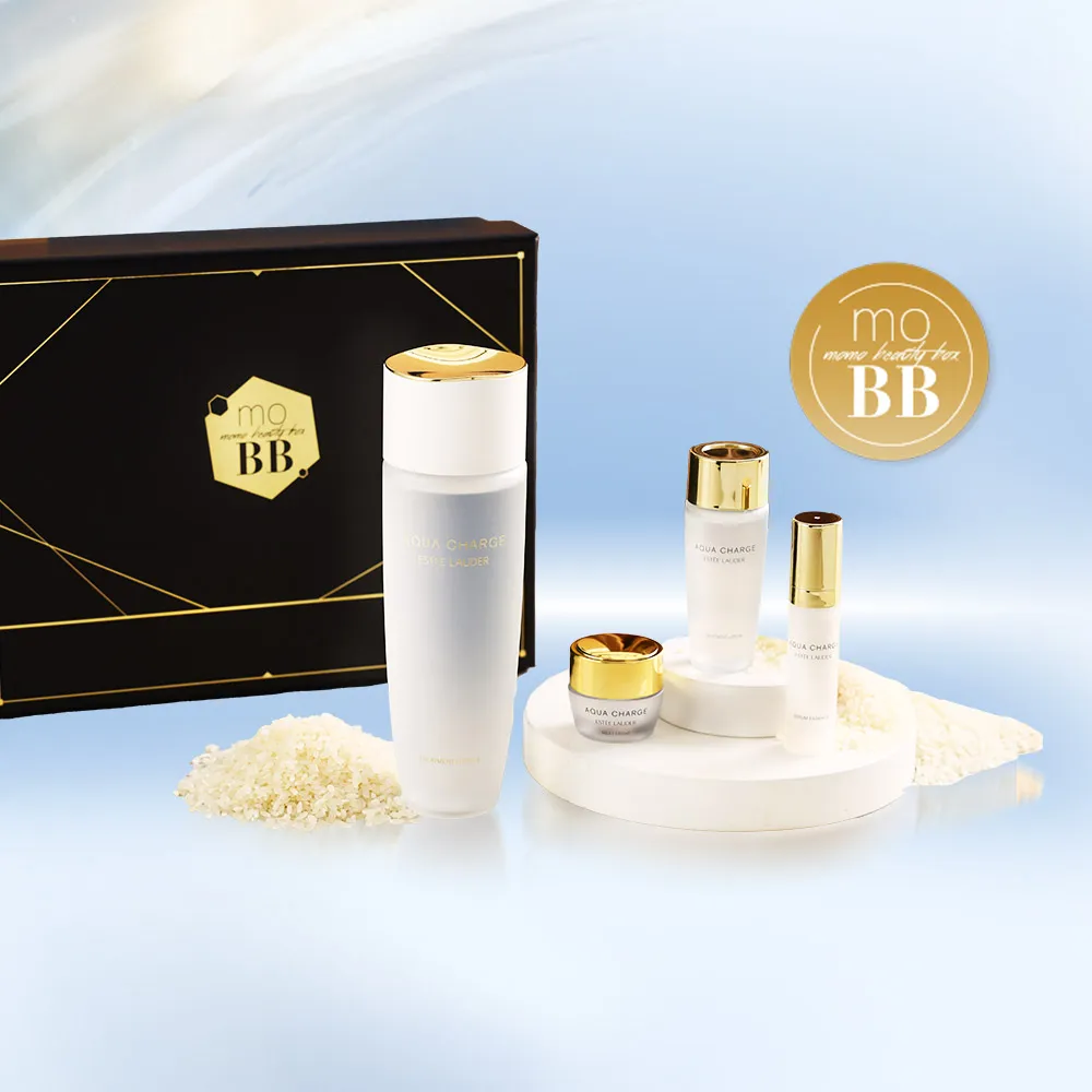 【Beauty Box】momo美妝盒(Estee Lauder雅詩蘭黛/超級米酵全系列/肌活水200ml+30ml+爆水霜7ml+亮晶精華7ml)