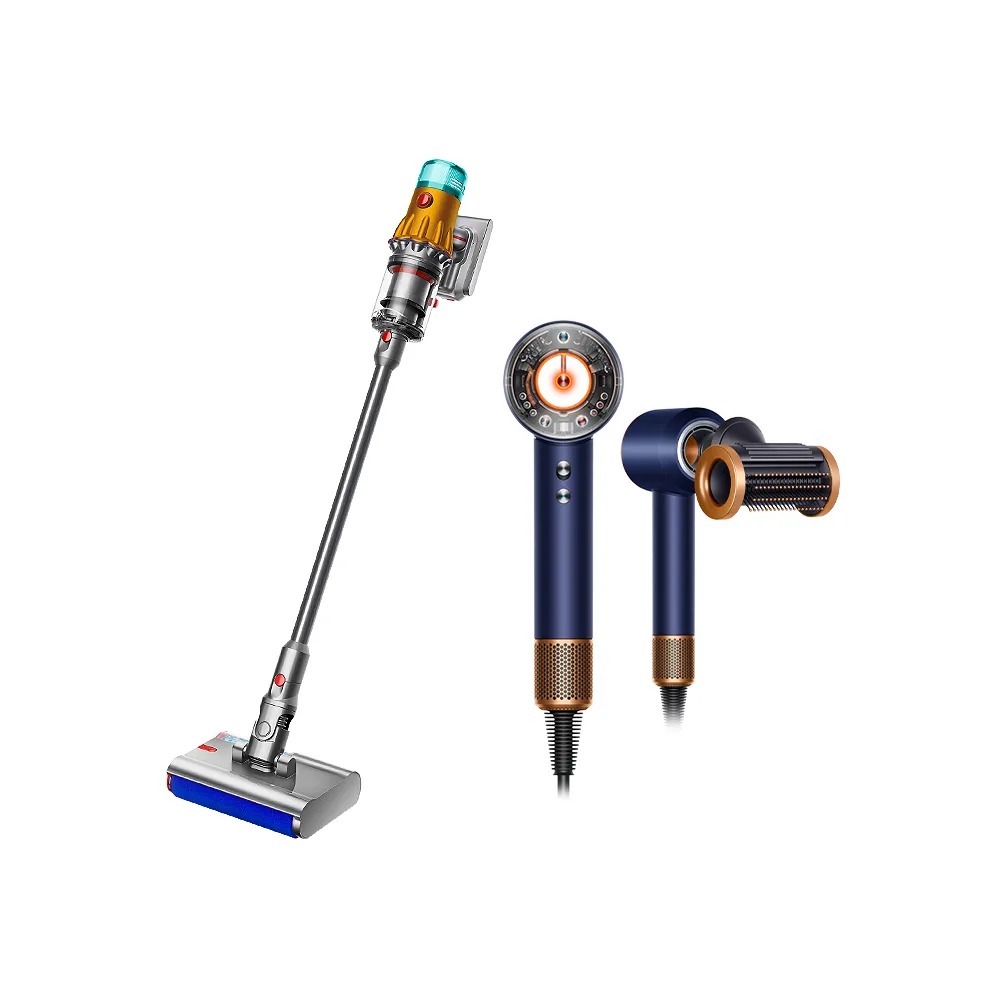【dyson 戴森】V12s SV46 乾溼全能洗地吸塵器(雙主吸頭) + HD16 全新一代 吹風機 (普魯士藍)(超值組)