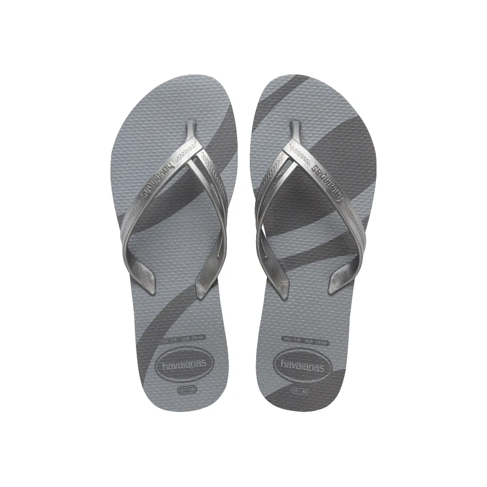 【havaianas 哈瓦仕】拖鞋 女鞋 夾腳拖 漸層 Elegance Print 質感灰 4148804-0074W (哈瓦士)