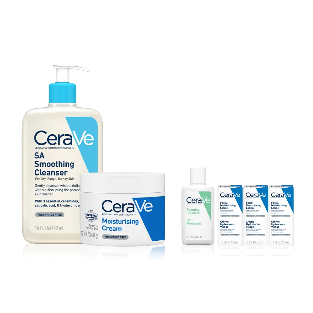 【CeraVe 適樂膚】角質代謝嫩膚組★長效潤澤修護霜*水楊酸煥膚淨嫩潔膚露 473ml_E(臉部身體乳霜)