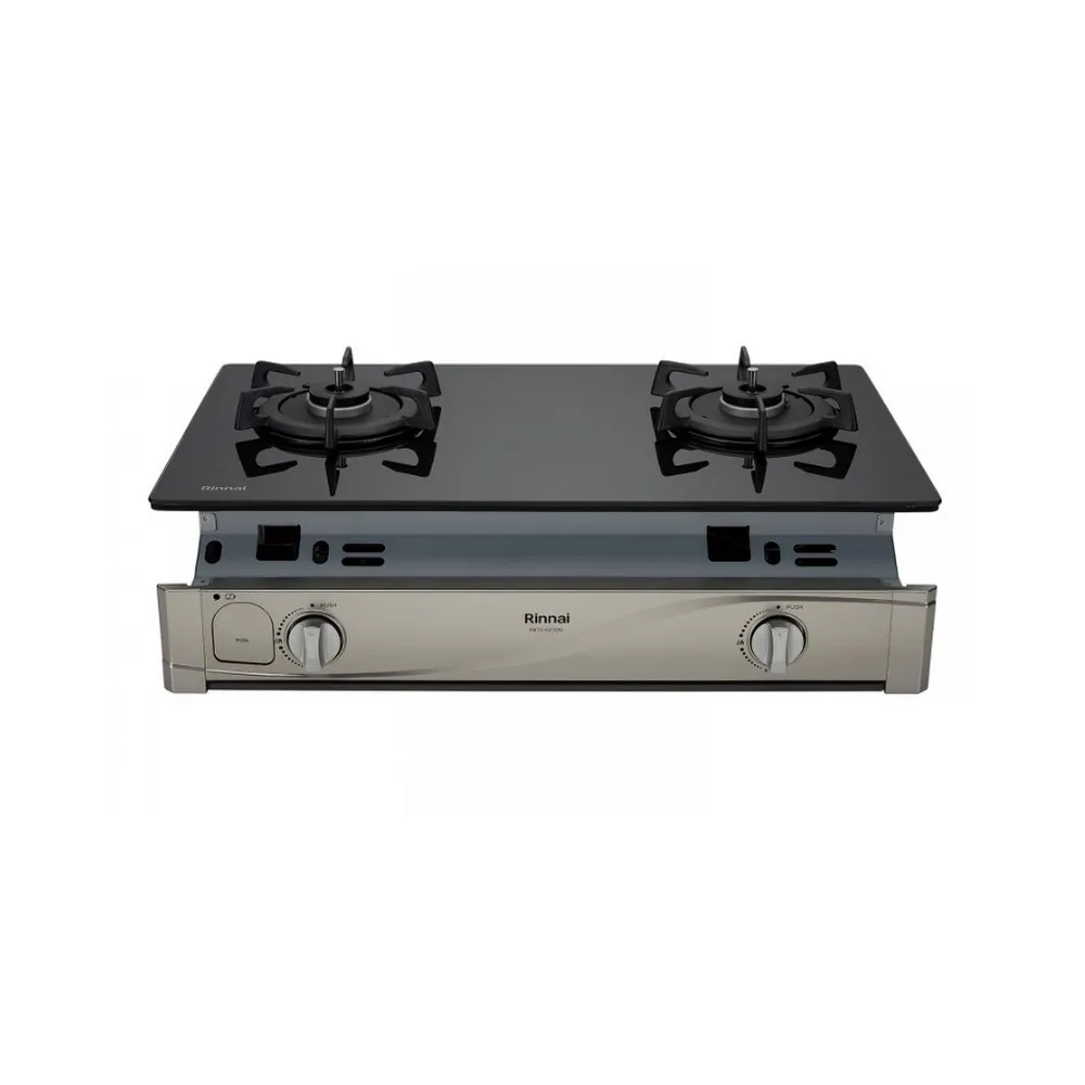 【林內】黑色玻璃嵌入式感溫二口瓦斯爐RBTS-Q230G(基本安裝)