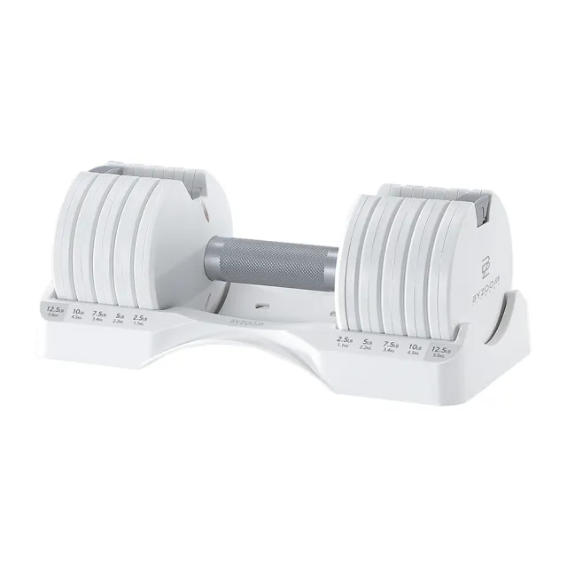 【BYZOOM FITNESS】Pure Series可調式啞鈴12.5lb/約5.6kg 雙入+(30LB) 可調式壺鈴 白
