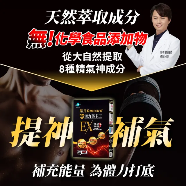 【funcare 船井生醫】6X活力瑪卡王膠囊EX 40顆/盒x4+10顆/盒x2(共180顆) (添加鋅/紅景天/瓜拿納/紅蔘/薑黃/