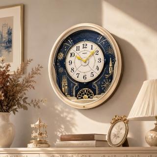 【SEIKO 精工】QXM239S 精緻煙火水晶音樂掛鐘｜旋轉擺飾｜HI-FI音樂報時｜LED燈光秀掛鐘