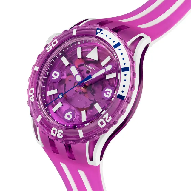 【SWATCH】SCUBAQUA 電光紫紅 FLOWER HAT SSCU09P100 (44mm)