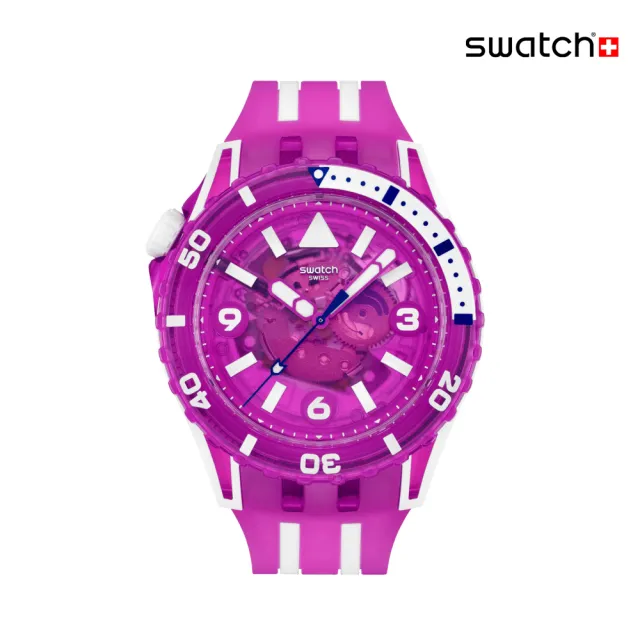 【SWATCH】SCUBAQUA 電光紫紅 FLOWER HAT SSCU09P100 (44mm)