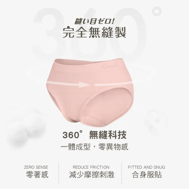 【MarCella 瑪榭】5件組-MIT無縫抗菌內褲-包臀型-中高腰(女內褲/抗菌內褲/無縫內褲)
