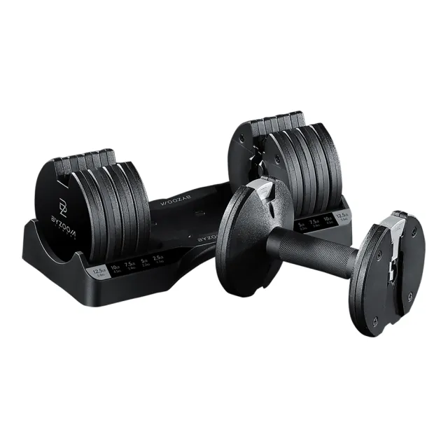 【BYZOOM FITNESS】Pure Series可調式啞鈴12.5lb/約5.6kg 雙入+(30LB) 可調式壺鈴 黑