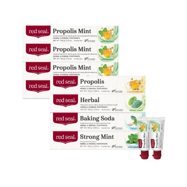 【Red Seal】明星綜合/護齦蜂膠/清新草本/小蘇打亮白/擊漬淨白勁涼/護齦蜂膠薄荷牙膏X4入(味道任選)