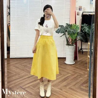 【my stere 我的時尚秘境】舒適寬版插畫風女孩棉T 兩色可選 寬鬆T恤 寬版T恤 短版T恤 百搭上衣 休閒T恤
