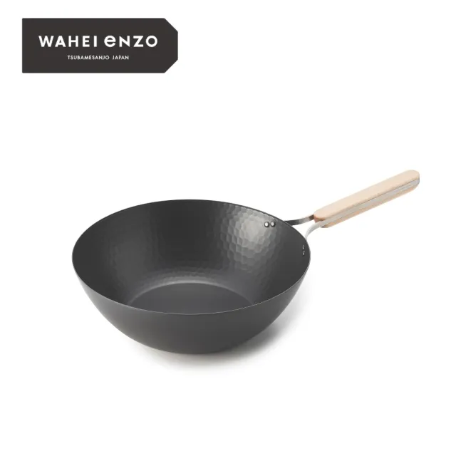 【FREIZ】WAHEI eNZO 窒化碳鋼平底炒鍋30公分 無塗層不易生鏽窒化鐵鍋(日本製／IH可用)