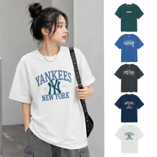 【MLB】短袖T恤 假兩件拼接袖 Varsity系列 道奇/紅襪/洋基隊(3ATSB0954-多款任選)