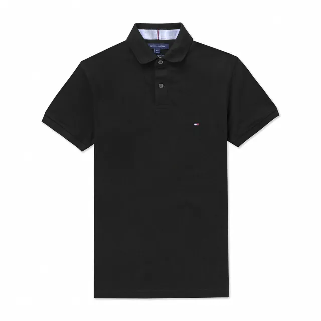 【TOMMY HILFIGER】TOMMY 經典刺繡Logo短袖POLO衫 上衣-黑色(平輸品/)