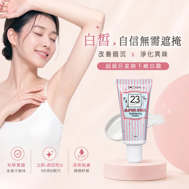 【St.Clare 聖克萊爾】一抹溜溜毛髮順理霜60ml+超級巨星腋下嫩白霜30ml(嫩白淨味升級款)