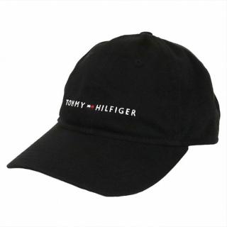 【TOMMY HILFIGER】TOMMY 年度爆款經典刺繡Logo可調式鴨舌老帽-黑色(平輸品/)