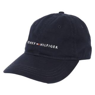 【TOMMY HILFIGER】TOMMY 年度爆款經典刺繡文字Logo可調式鴨舌老帽-深藍色(平輸品)