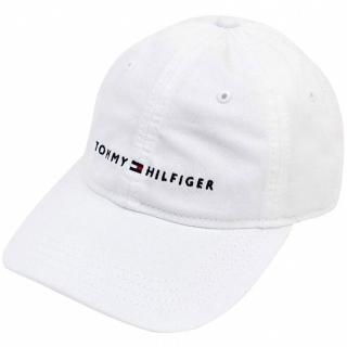 【TOMMY HILFIGER】TOMMY 年度爆款經典刺繡文字Logo可調式鴨舌老帽-白色(平輸品)