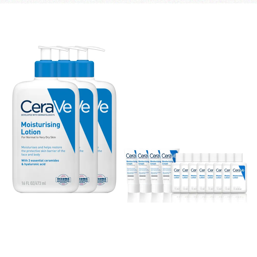 【CeraVe 適樂膚】超值囤貨組★長效清爽保濕乳473ml  一日限定組(臉部身體乳液)