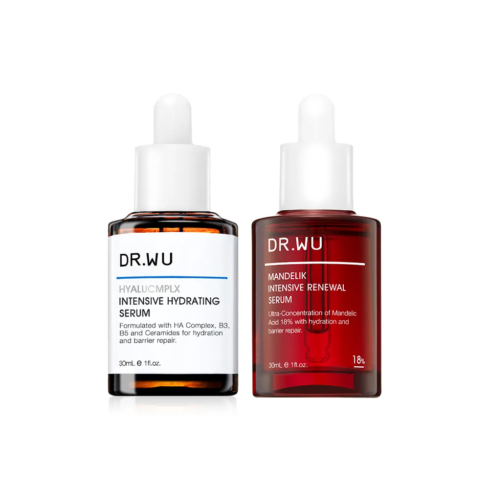 【DR.WU 達爾膚】油水平衡抗痘組(玻尿酸精華液30ML+杏仁酸精華18% 30ML)