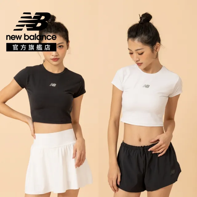 【NEW BALANCE】NB 短版修身短袖上衣_女性_黑/白_WT61O2GJBK_WT61O2GJWT(美版 版型偏大)