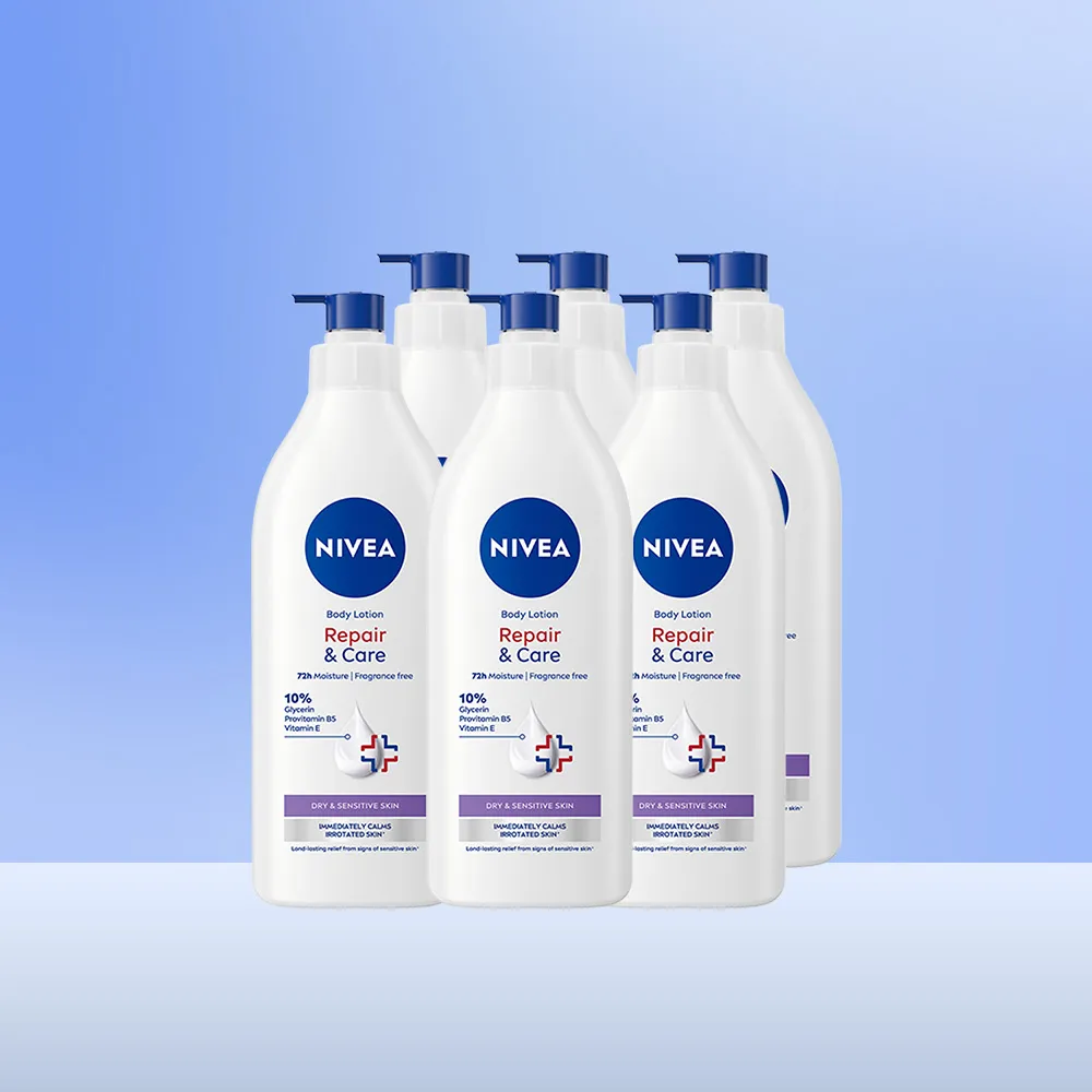 【NIVEA 妮維雅】極潤低敏修護乳液-無香版500mlx6入(身體乳液/溫和舒緩/乾燥敏感)