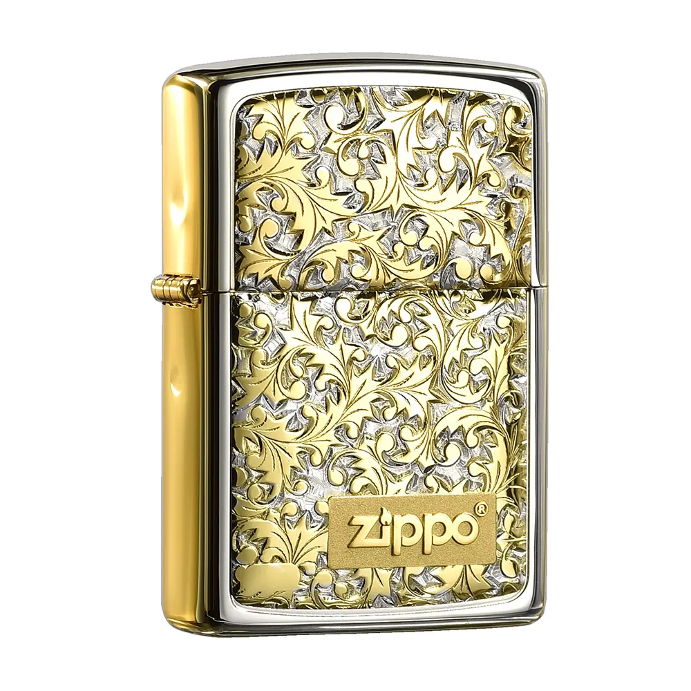 【Zippo官方直營】精雕唐草-白金-防風打火機(美國防風打火機)