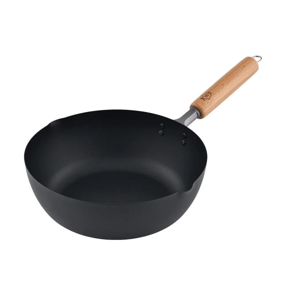 【TAKUMI 匠】岩網紋中華炒鍋 鐵鍋 24cm 日本製 {電磁爐 IH爐可用}(平輸品)