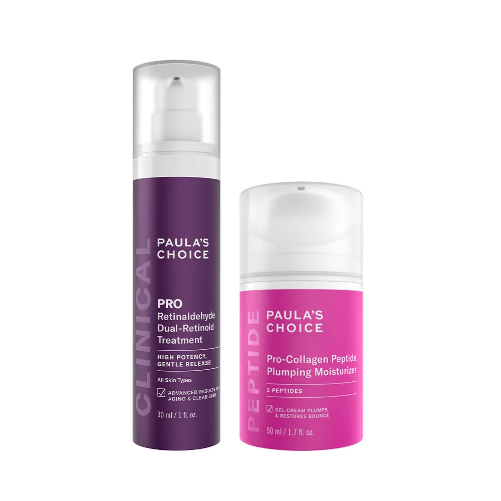 【Paulas Choice 寶拉珍選】澎彈抗老雙星組(高效A醛PRO新生精華+高效胜肽膠原緊緻霜)