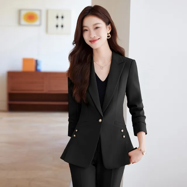 【巴黎精品】現貨限搶 西裝套裝兩件套褲裝(西服修身西裝長褲女裝3色a1ht11)
