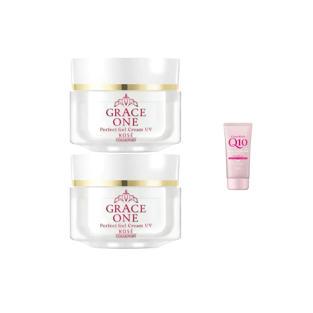 【KOSE 極上活妍】特濃彈力修護日用精華100g-2入(防曬小白瓶/保濕面霜/防曬/SPF50+ PA++++)
