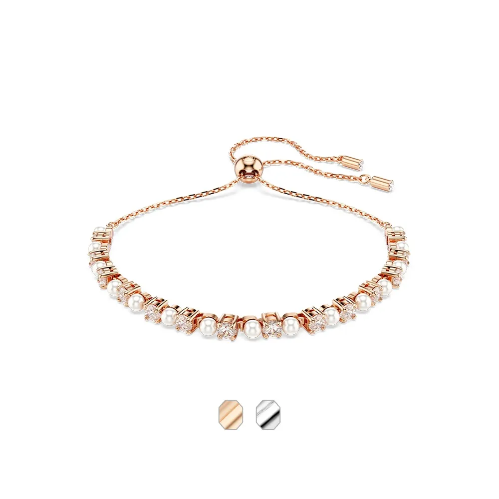 【SWAROVSKI 施華洛世奇】官方直營 Matrix Tennis 手鏈 水晶珍珠 圓形切割 (2色任選)