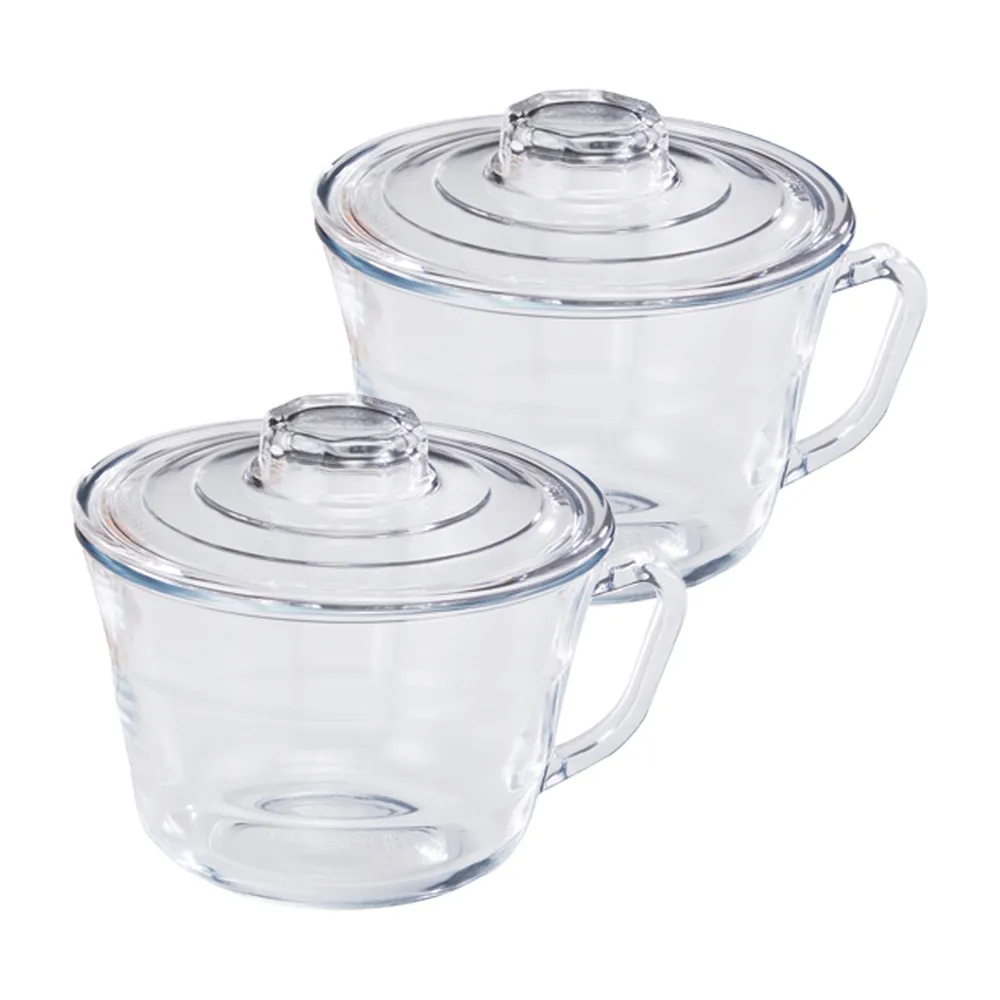 【Glasslock】買一送一 強化玻璃可微波泡麵碗900ml(附蓋麵碗/微波碗/玻璃碗)