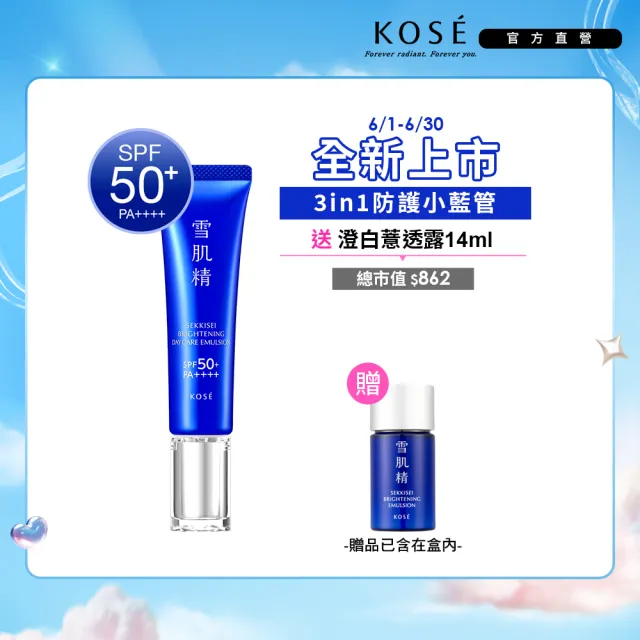 【KOSE 高絲】雪肌精 光感澄皙煥白防護乳35g+薏透露14mL