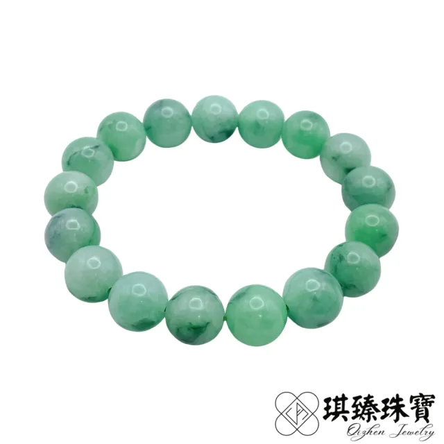 【琪臻珠寶】天然A貨翡翠豆糯種果綠圓珠手珠手串(12mm圓珠_漸層果綠_隨機出貨_618狂歡節_限時搶購)